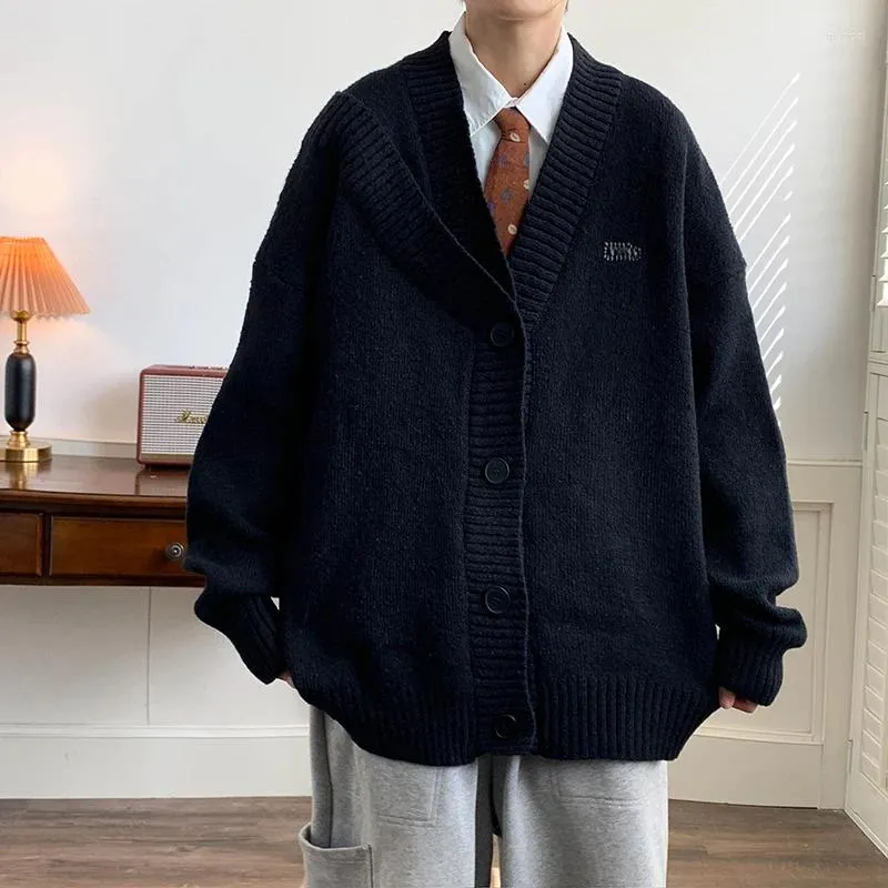 Felpe con cappuccio da uomo cardigan con bottoni lavorato a maglia caldo autunno inverno moda camicia da uomo a maniche lunghe con scollo a V oversize stile preppy coreano vintage solido