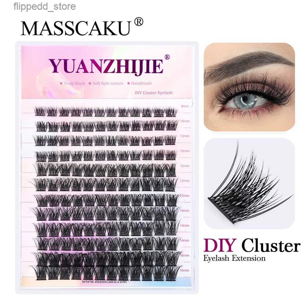 False Eyelashes MASSCAKU DIY Cluster Eyelash Extension 12lines CD Dovetail Segmented Lashes Natural Lighter Bundle Makeup Supplies Freeshippping Q231129