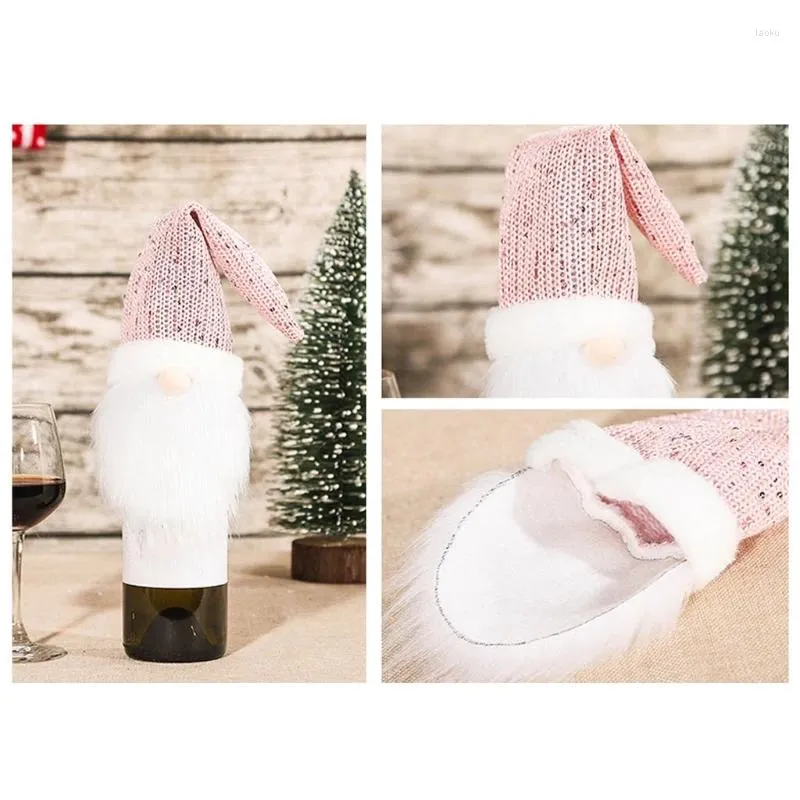 Noel dekorasyonları 4 paket gnome şarap şişesi kapaklar el yapımı tomte İsveç cüceleri Toppers