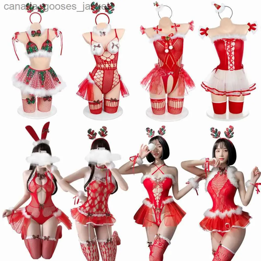 Set sexy Set di lingerie natalizia Intimo sexy uniforme da gioco di ruolo tenta il cosplay di Natale Arriva Hot Babydoll Donna Abito lingerie esotica L231129
