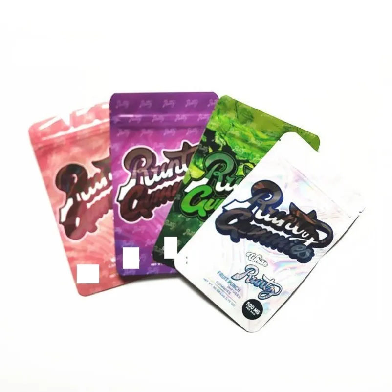 الوردي الأبيض الأثير Runtz Gummies Mylar Bag 500mg edibles edibles zipper pouch pouch retail stup basking bags facs