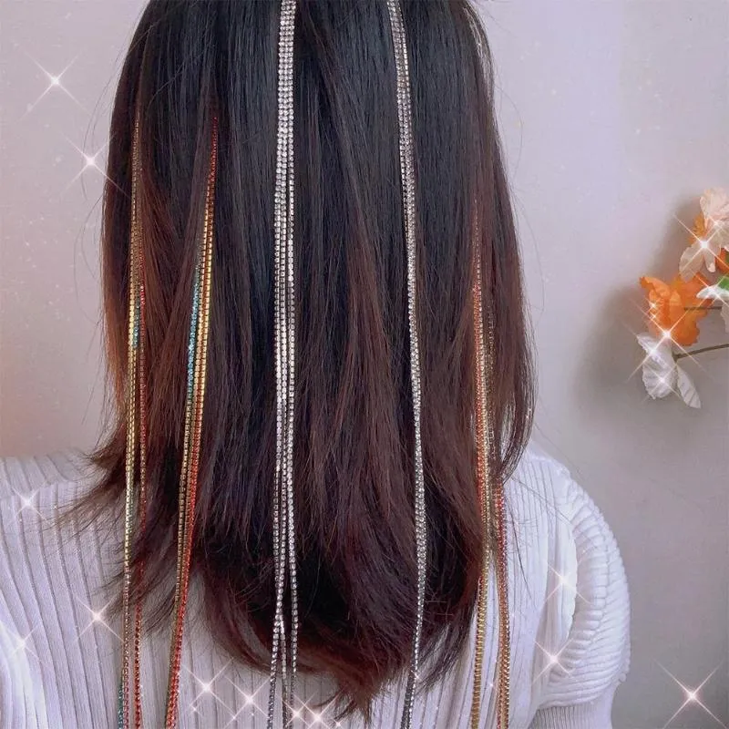 ヘアクリップバレットは長いタッセルカラフルなラインストーンクリスタルピンのためのdiy braidウェアウェディングアクセサリージュエリーヘア