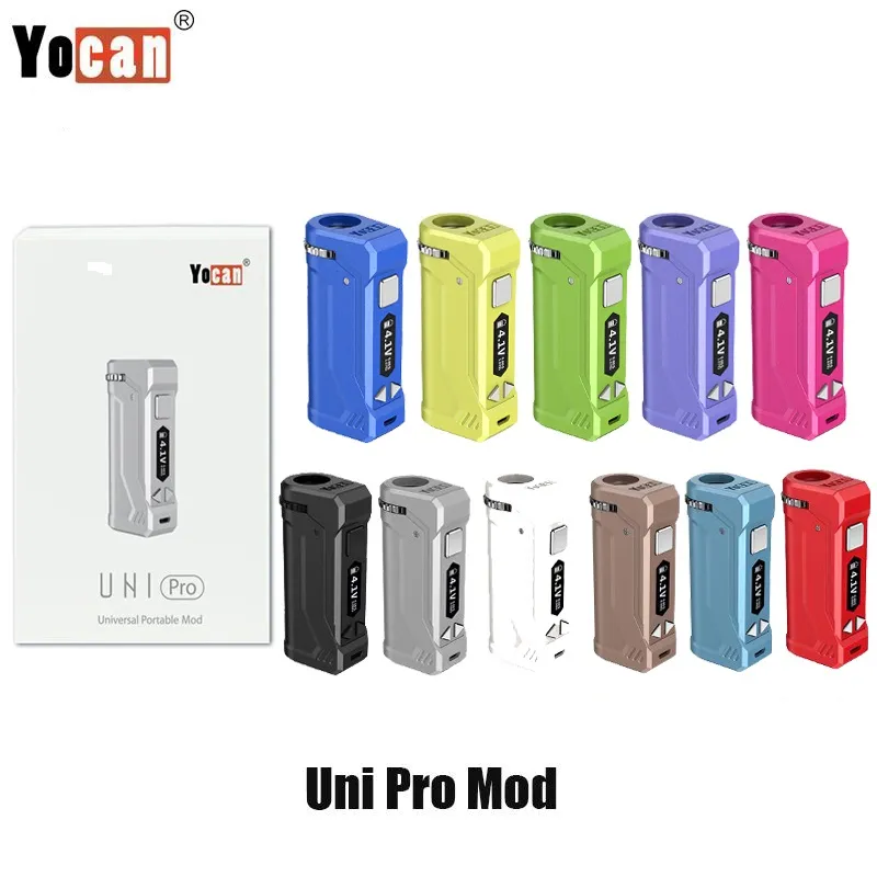 510 스레드 카트리지 탱크 vape e 담배 기화기 100% 오리지널에 대해 10s 예열 기능을 갖춘 Yocan Uni Pro VV Box Mod 650mah 배터리