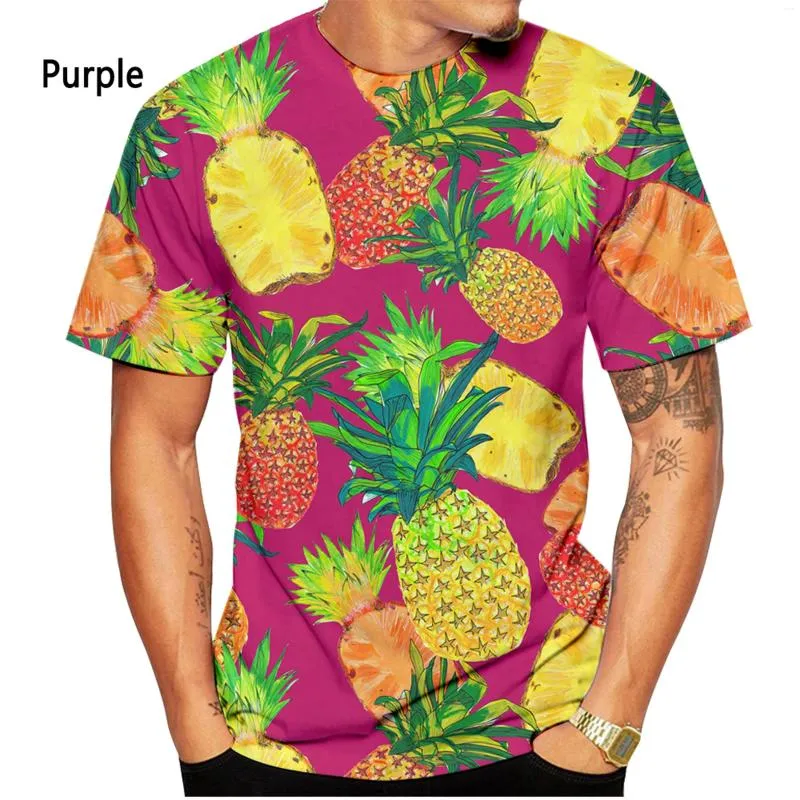 Herr t-skjortor mode rolig frukt ananas män och kvinnor 3D trycker avslappnad kortärmad t-shirt