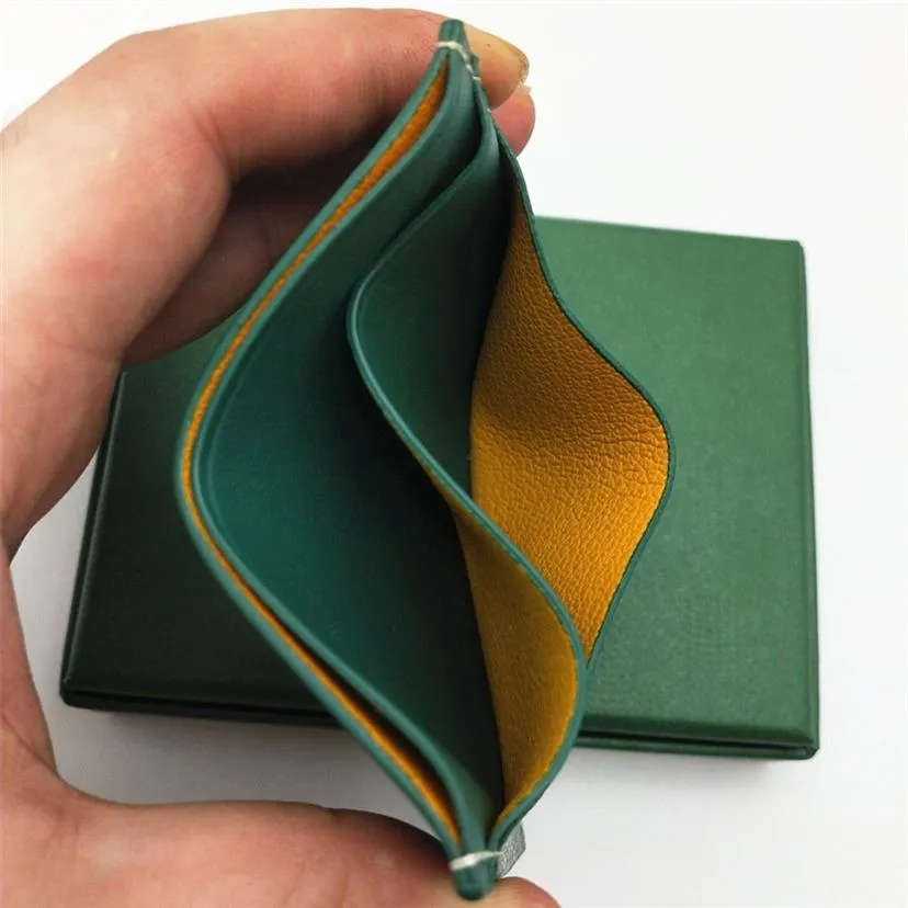 Nya män kvinnor kreditkortshållare belagd duk med riktig läderficka mini smal plånbok med box270j