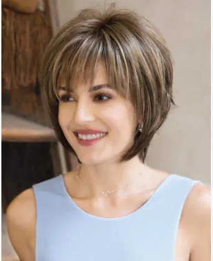 Synthetic Wigs Wig Women's Mixed Color Gradual Change Short Straight ffy Chemical Fiber Hair