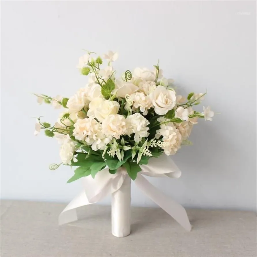 Mini Roses Bouquet avec ruban fleurs artificielles mariée mariage fleur maison fête voyage ornements 1279y