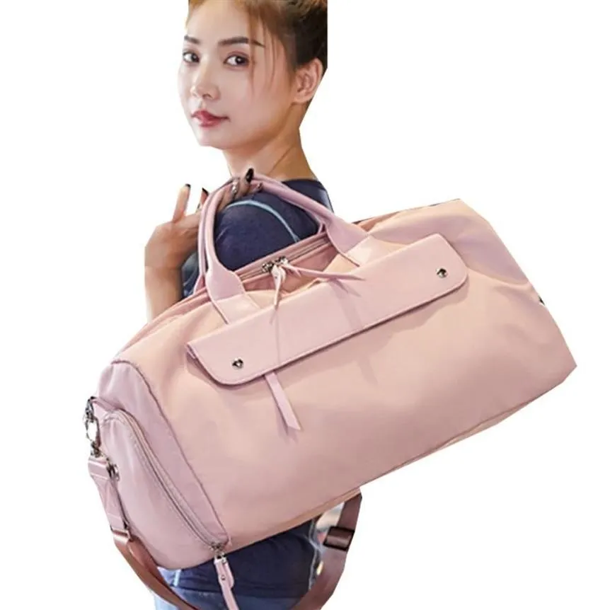 Sacs Duffel Femmes Nylon Arecroises Duffle Sports Fitness Luggage Weekend Travel Sac Organisateur féminin Séparation sèche et humide 232F