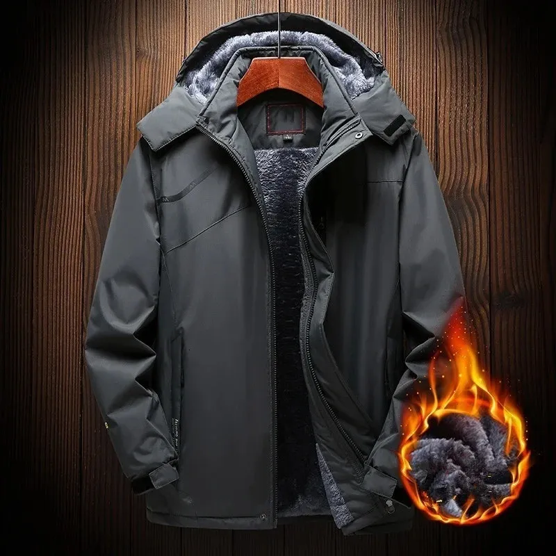 Mens Down Parkas Plus Size L7XL 8XL 9XL Winter Fleece Jacket Men Waterproof Windproof Thick Warm Coats Tourism Mountain Snow Overcoat 231129