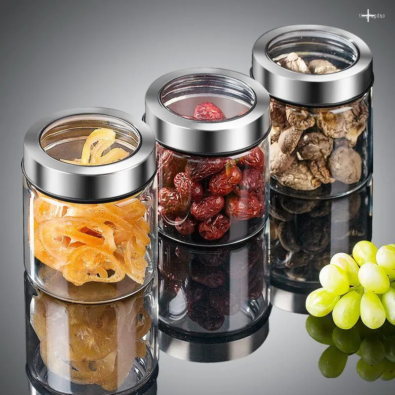 Garrafas de armazenamento jarro de vidro europeu com tampa de cozinha selada com tempero temperando o recipiente de garrafa de casas de casas domésticas
