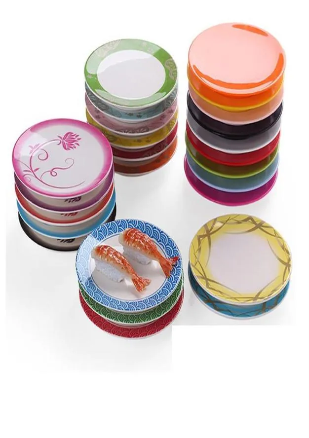 Assiettes à dîner, plat en mélamine, Sushi rotatif rond coloré avec bande transporteuse, assiette de service, vaisselle 47a302073834