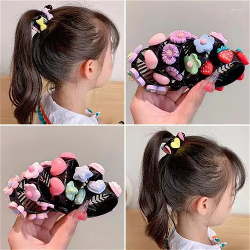 Accessoires de cheveux 2023 mode enfants haute queue de cheval artefact été doux mignon fixe attraper pince fille résine épingle à cheveux en gros