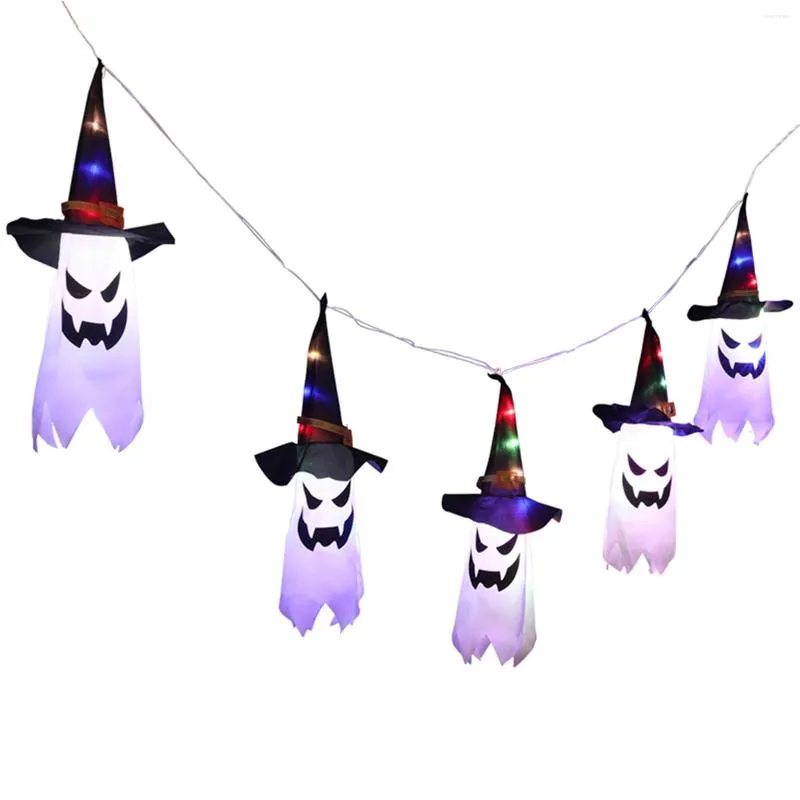 Strings 3m 30 LEDs Festival Colorful Scary Indoor Outdoor Wizard Hat Yard Home Ghost String Light Halloween Decoration Battery Operated