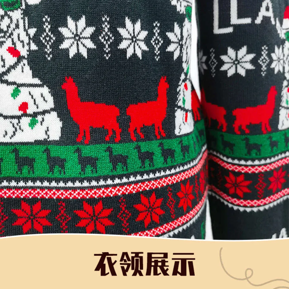 Camisola Japonesa Pulôver Em Torno Do Pescoço Masculino Solto Padrão De Papai Noel Jacquard Malha Suéter De Natal Pulôver