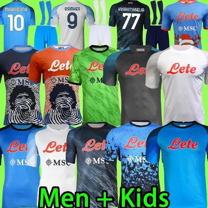 22 23 maglie da calcio Napoli UOMINI KIT KIDS SETS Maglia Napoli 2022 2023 KVARATSKHELIA ZIELINSKI MARADONA maglia da calcio MIN JAE T OSIMHEN LOZA