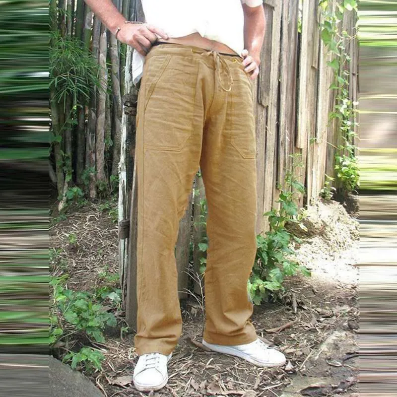 Męskie spodnie Vintage swobodne dla mężczyzn spodnie do sznurka kieszonkowa robota sporne spodnie pantalone