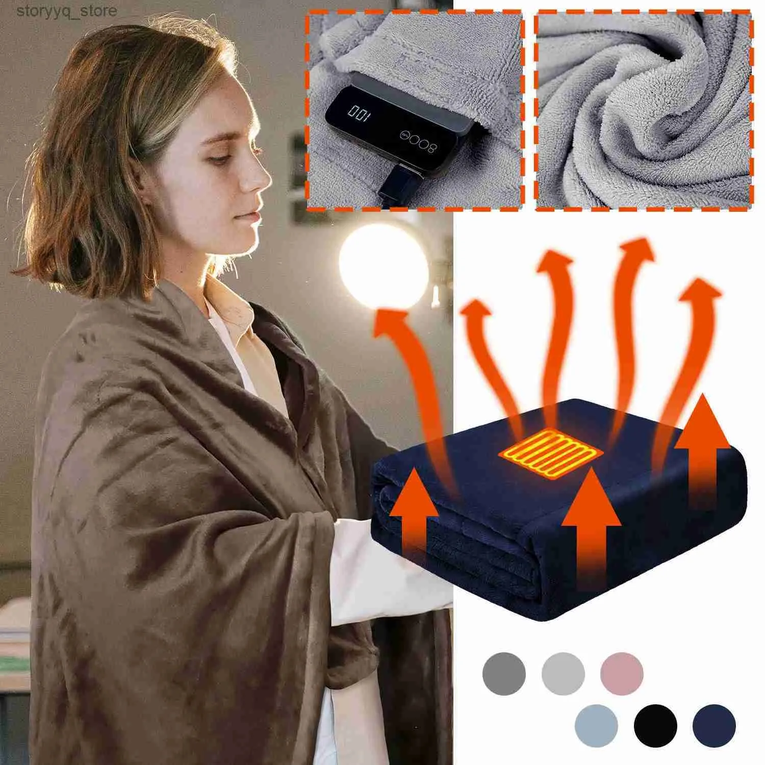 Electric Blanket Electric Heated Shawl Blanket Battery Operated USB Cordless Wrap Ultra Soft Throw Flannel Warm Cape Car Office Chair Washable Q231130