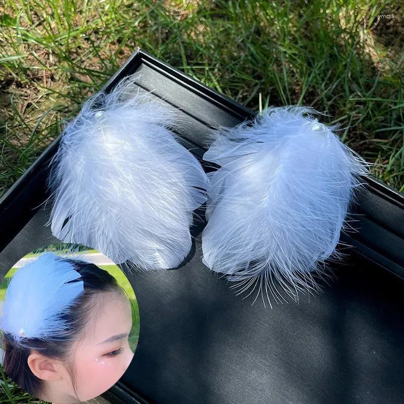 Haarspeldjes Romantische Witte Veren Haarspeldjes Clip Voor Vrouwen Handgemaakte Chinese Traditionele Hanfu Accessoires Haarspeld Hoofdtooi