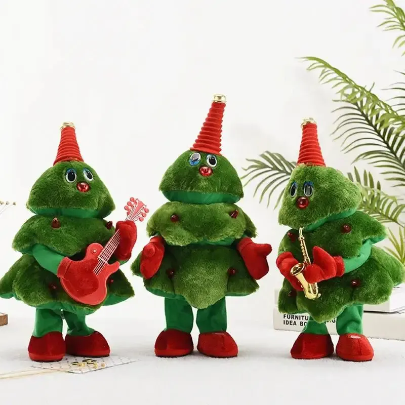 Plush Dolls Singing Dancing Christmas Tree Funny Music Doll Swinging Toy With And 231128