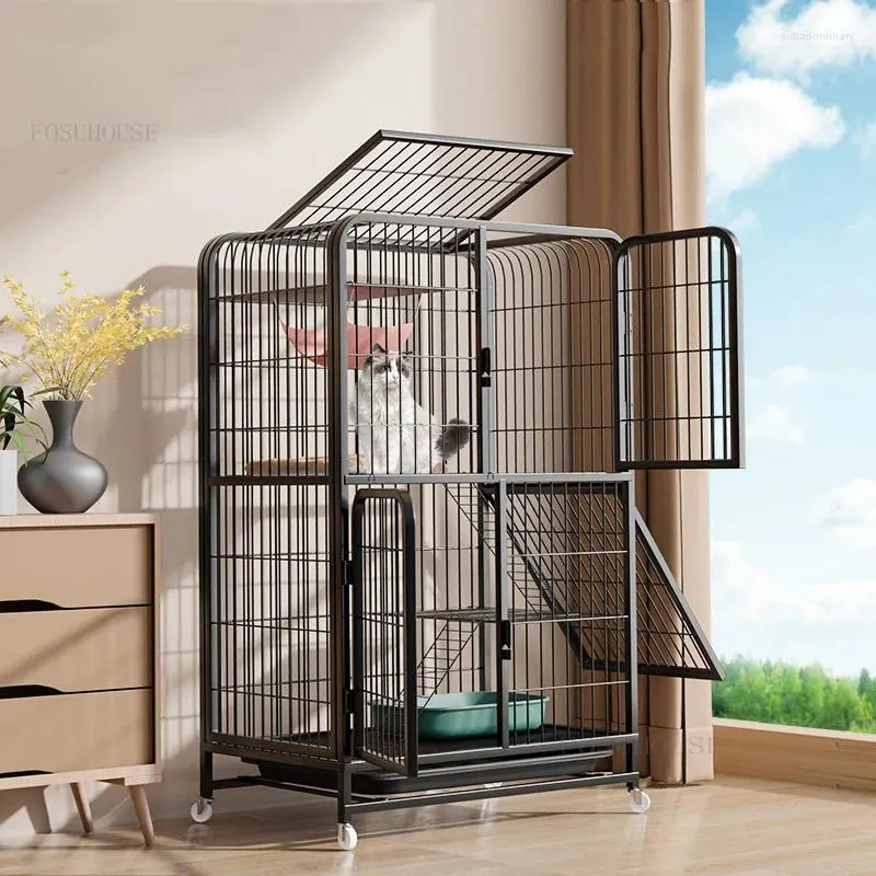 Cages de transport pour chats minimalistes, intérieur multicouche, lumière de luxe, très grand espace libre, fournitures de Villa pour balcon