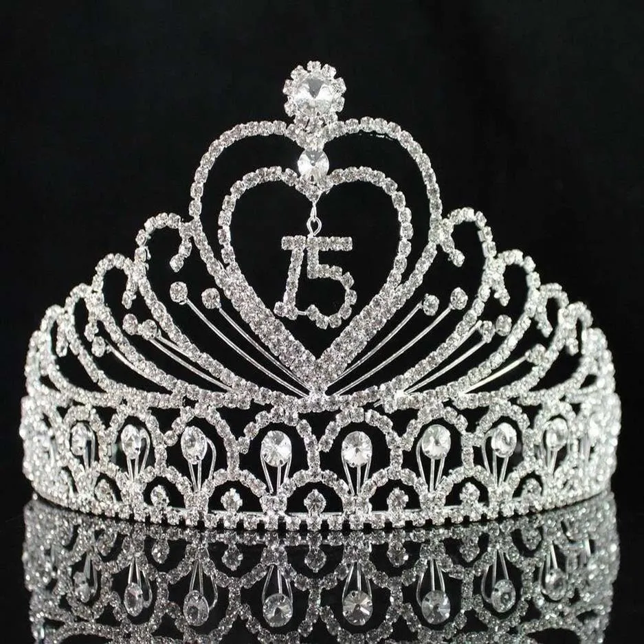 Janefashions quinceanera doce 15 quinze 15ª festa de aniversário coronas de branco claro strass austríaco tiara coroa y200807212j