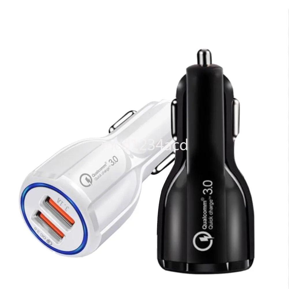 Chargeur de voiture double USB 30W QC3.0 18W, charge rapide, pour iphone 15 14 11 12 13 Samsung s7 s8 S23 S24 m1 gps mp3