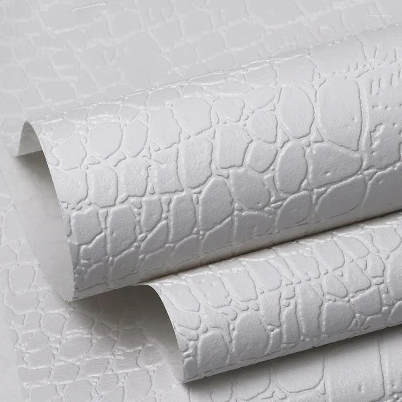 Wallpapers Modern Creamy-white Faux Crocodile Leather Texture 3d Wallpaper Rolls For Walls Wall Paper Papel De Parede Wallcovering