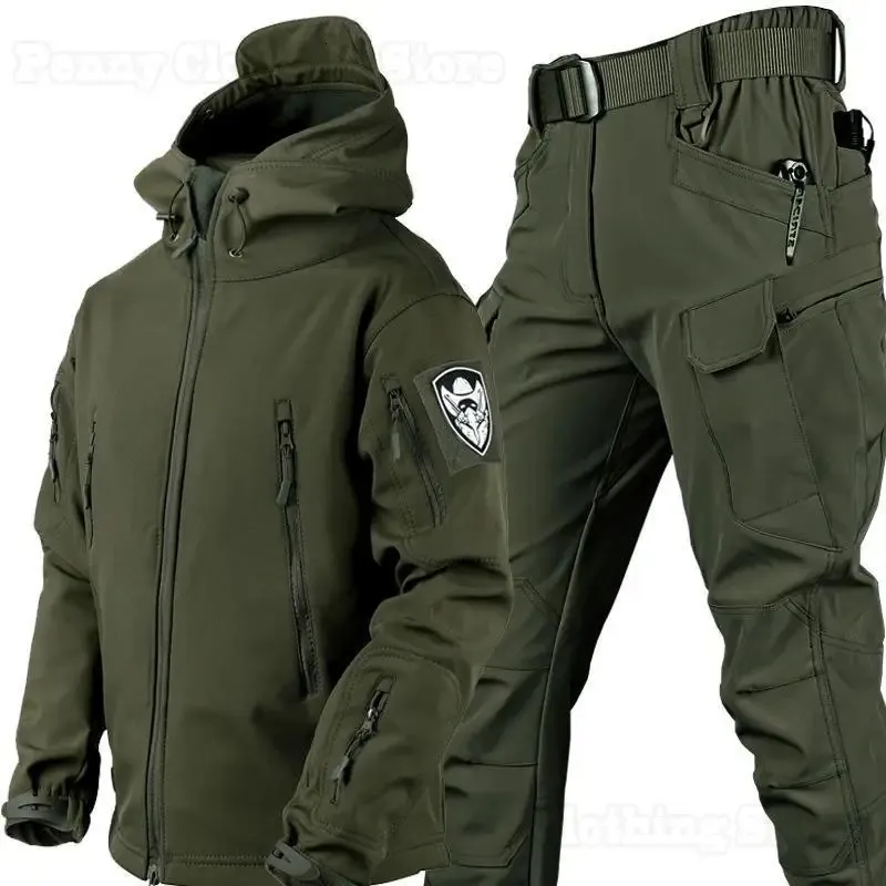 Chándales para hombre Traje cálido de piel de tiburón al aire libre Fuerzas especiales más terciopelo engrosado Otoño e invierno Chaqueta de gran tamaño 231129