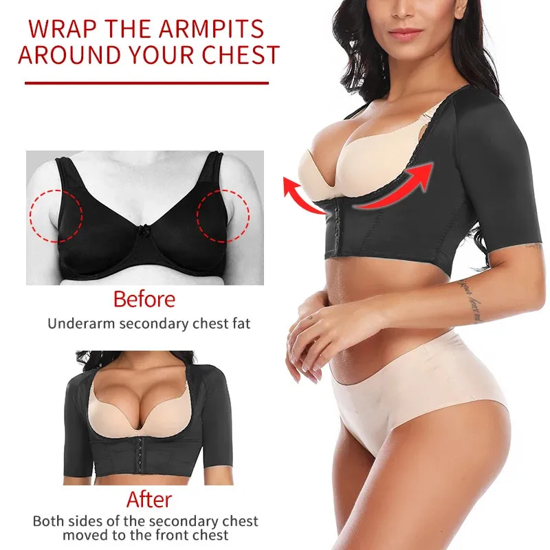 Womens Posture Corrector Shapewear With Compression Sleeves And