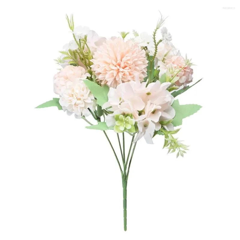 Dekoracyjne kwiaty 5 widelców jedwabna hortensja bunt mniszek lekarski Fake bukiet stół ślubny wystrój domu