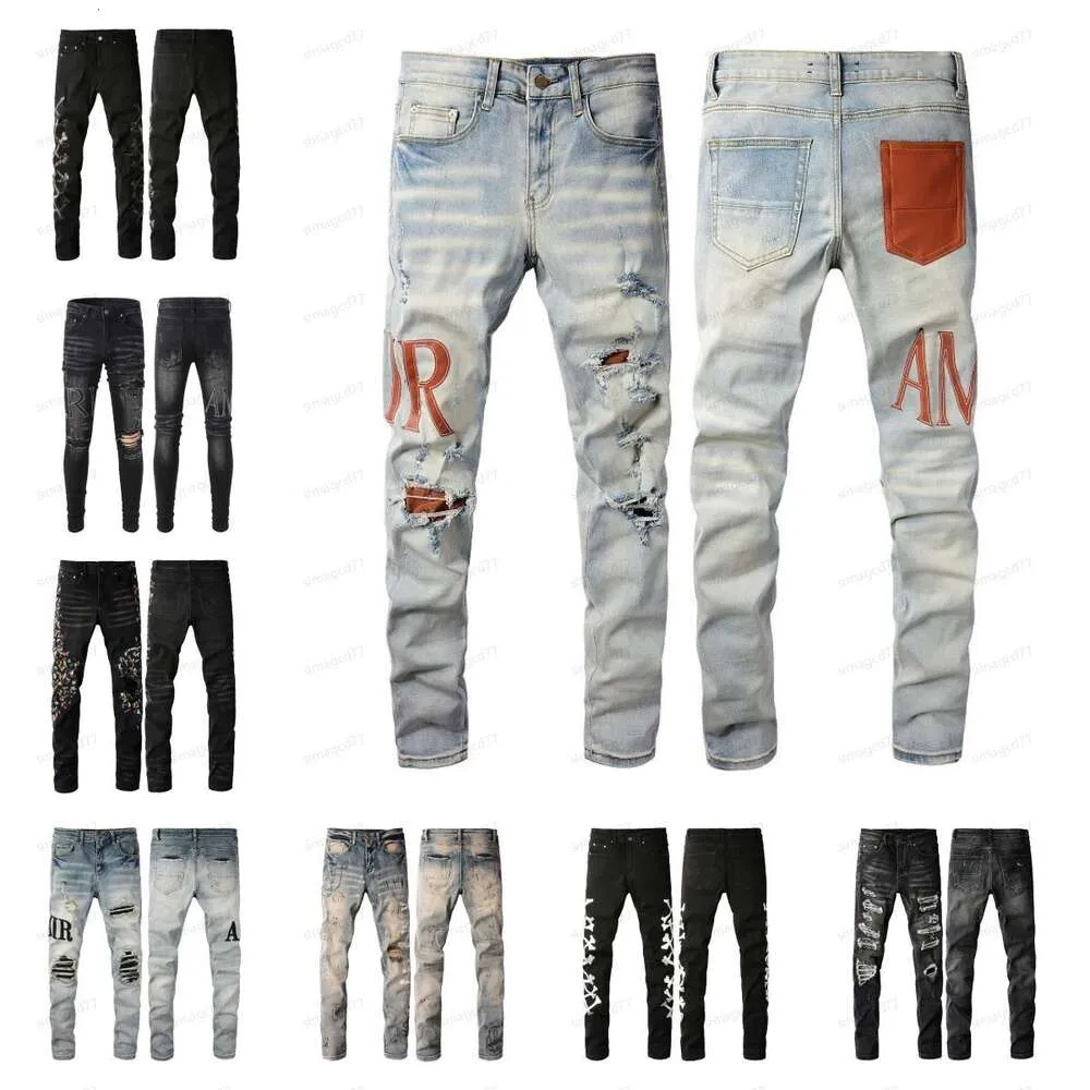 154 Amirs Mens Womens Designers Jeans Distressed Ripped Biker Slim Straight Denim For Men s Print Army Fashion Mans Skinny Pants M 6117 aMirIs