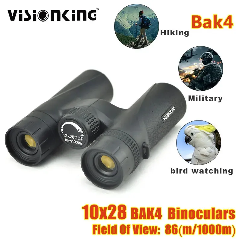 Telescope Binoculars Visionking Portable 12X28 Fixed Focus Long Range BAK4 Roof Power For Hunting Camping Travel Spyglass Caza 231128