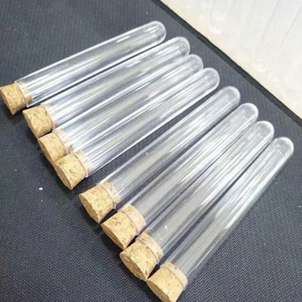 Plastic Test Tube With Cork Stopper 4-inch 15x100mm 11ml Clear ,Food Grade Cork Approved Fast Shipping