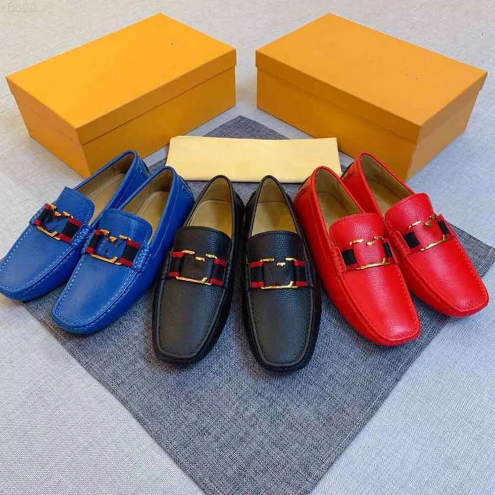 10A40MODEL MEN DESIGNER LOAFERS SHOES Office Wedding Walk Style Man Luxurious Dress Shoe Fashion äkta läder Handgjorda affärer Röd Black Blue Men Shoe Size 38-46