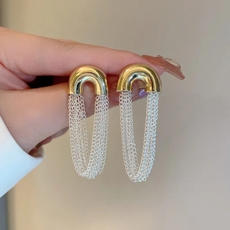 Luxury Chain Stud Earrings Letter Tassel Pendant Studs Jewelry Designer For Women Silver Gold Hoop Earring With Christmas gift