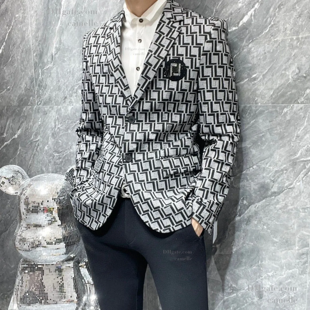 Дизайнерские мужские костюмы Пиджаки Западная одежда мужской пиджак осенняя роскошная верхняя одежда пальто Slim Fit письмо лоскутное женское платье топ