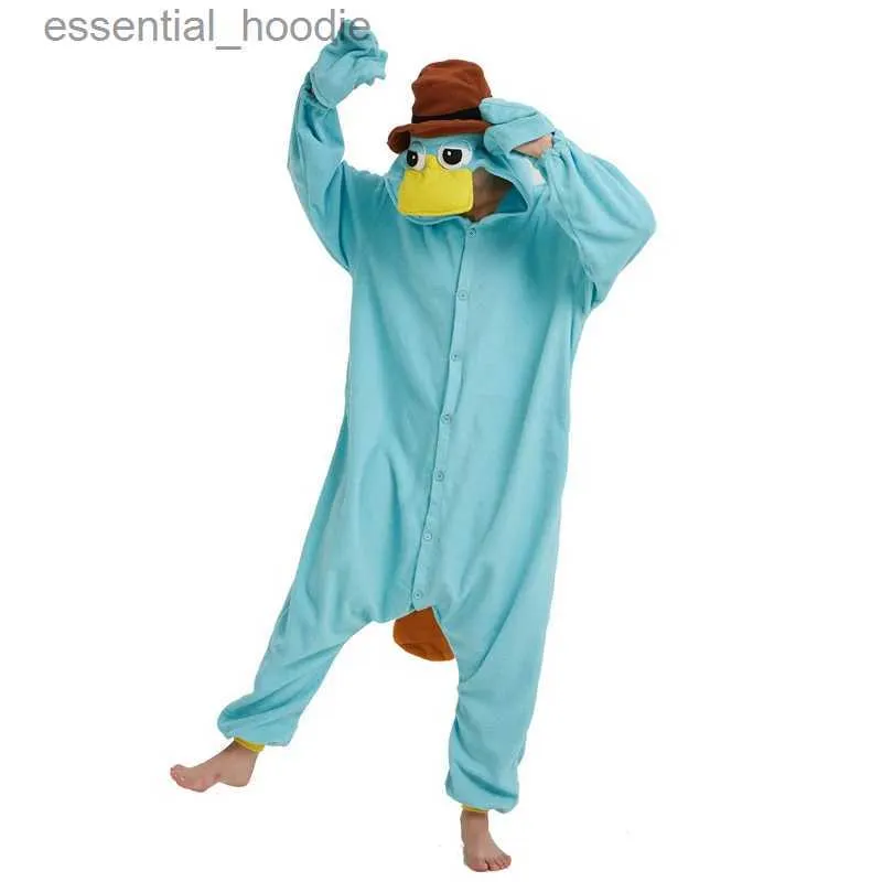 Dames Slaaplounge Herenpyjama XXL Vogelbekdier Kigurumi Vrouwen Onesie voor volwassenen Monster Cosplay Kom Anime Losse pyjama Halloween Hele kleding L231129