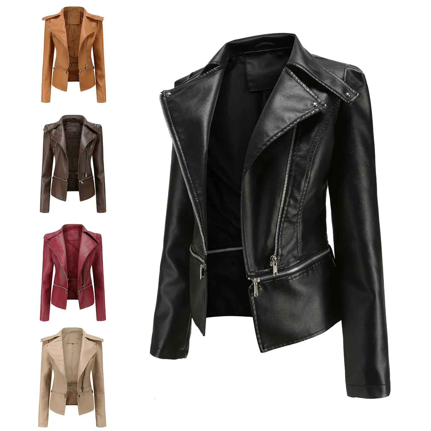 Womens Jackets Leather Jacket Hem Detachable Autumn Coat Fashion Casual Spring Amtumn Female Vintage 231129