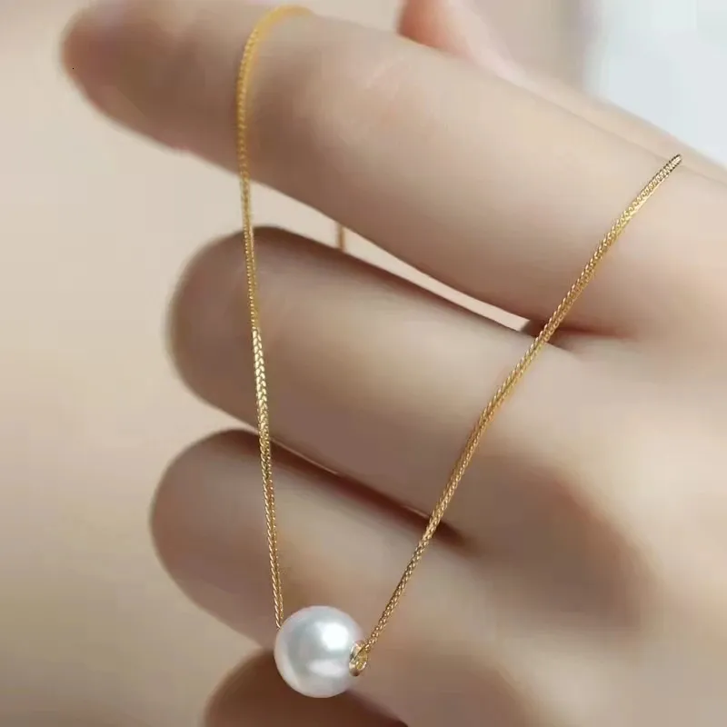 مخططات Miqiao Real 18k قلادة ذهبية للنساء للنساء الطبيعية لؤلؤة المياه العذبة Pendant Pure Au750 Chopin الأزياء هدايا المجوهرات الفاخرة 231129