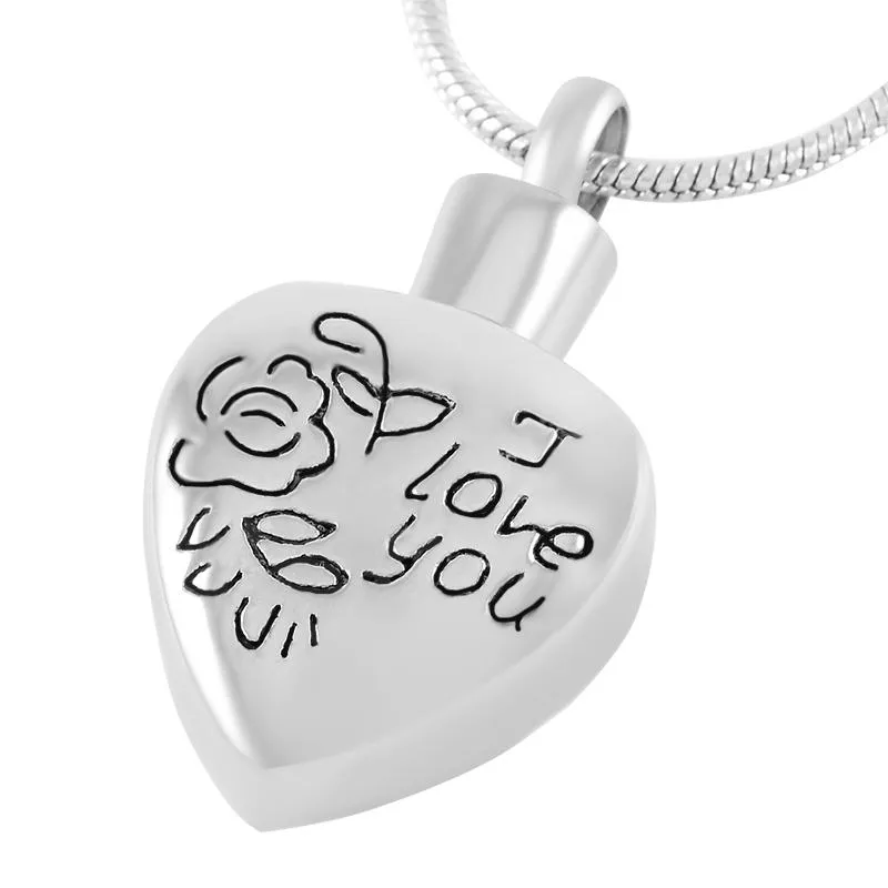 Colliers pendentifs I LOVE You Are My Rose In Heart Bijoux commémoratifs en acier inoxydable Ash Keepsake Collier de crémation pour femmes Custom Make