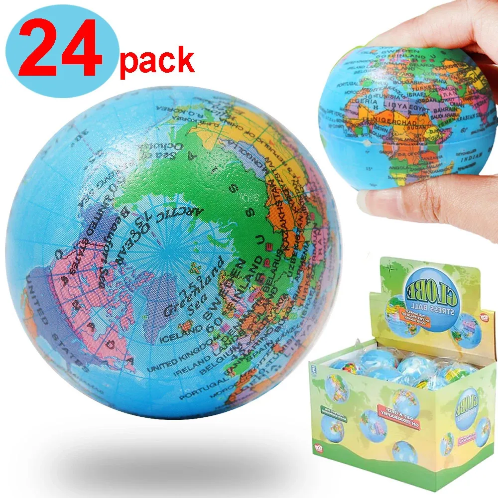 Jul Toy Earth Squeeze Balls Soft Foam Globe Stress Relief Leksaker Handhandshandelsövning Svamp för barn Vuxna Utbildningsgåvor 231128