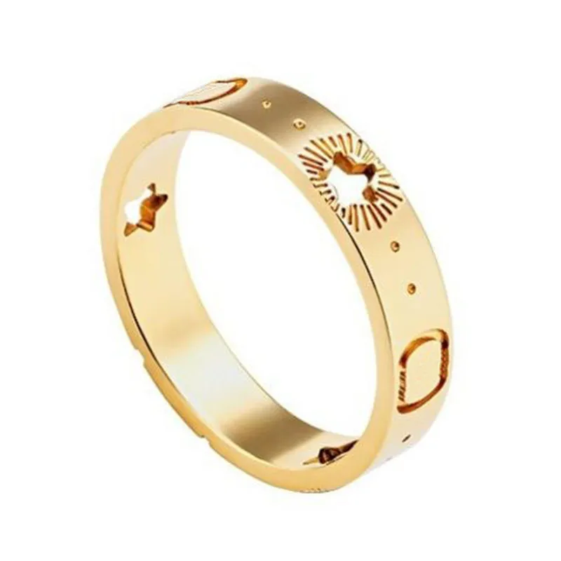 Hollow Out Star Golden Rings Men Women Designer Letter Carve Band Rings 925 Silver Couple Range High Street Man Ring Jewelry