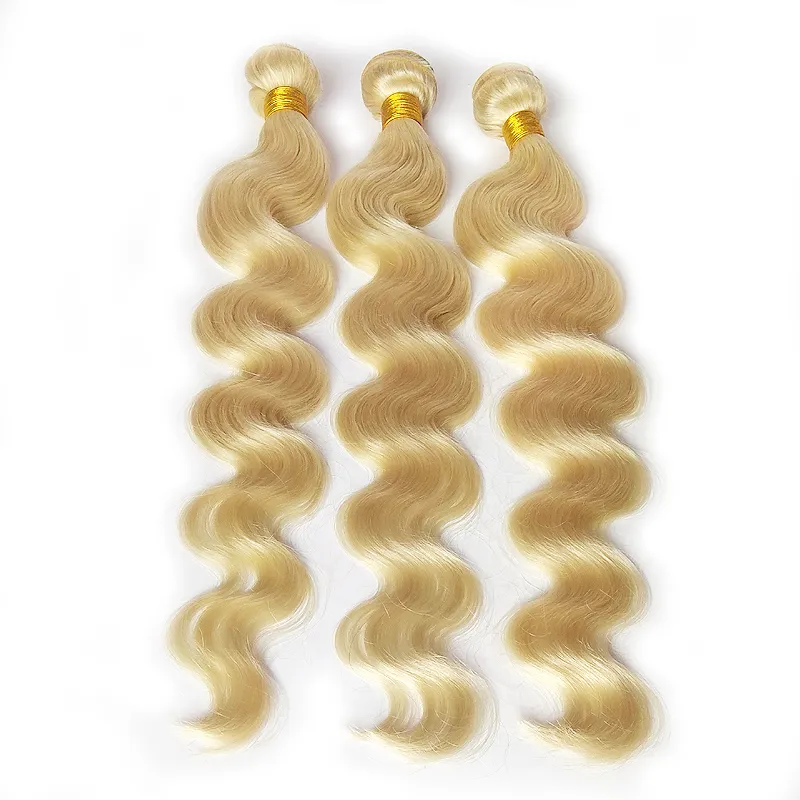 Mänskliga hårförlängningar kroppsvågväv platina blond brasilianska malaysiska indiska peruanska kinky lockiga väv kan krullas färgad rätad