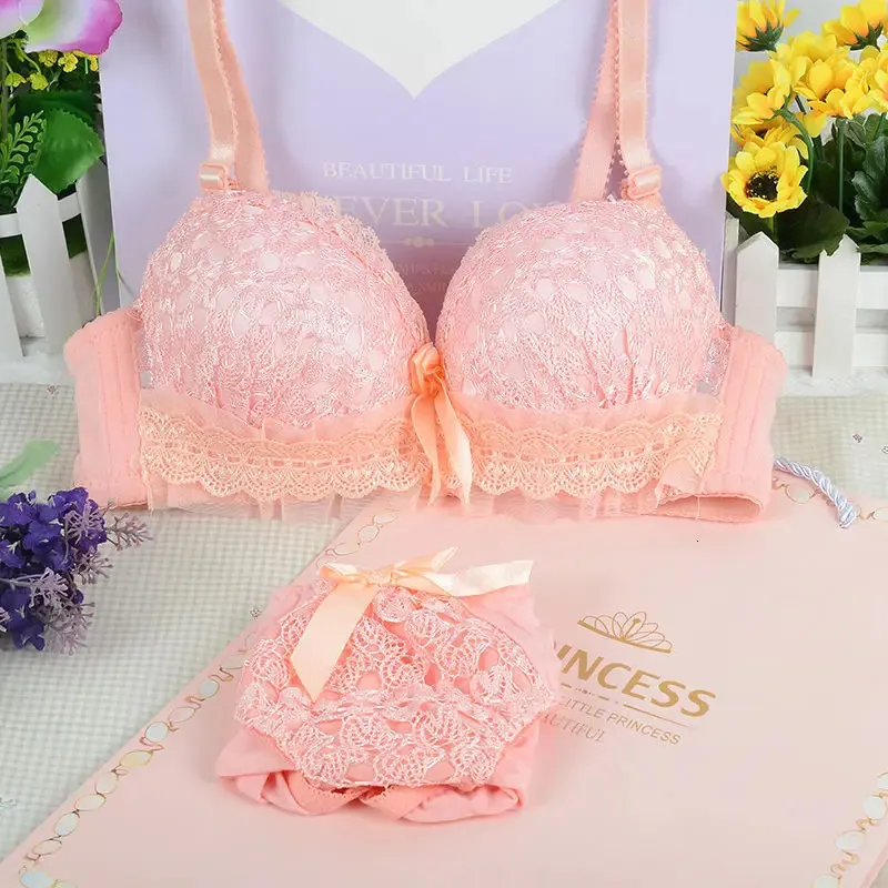 Princess Maiden Cute Sexy U-shaped Push Up Bra Set Lace Embroidery Bra Lot  A B C