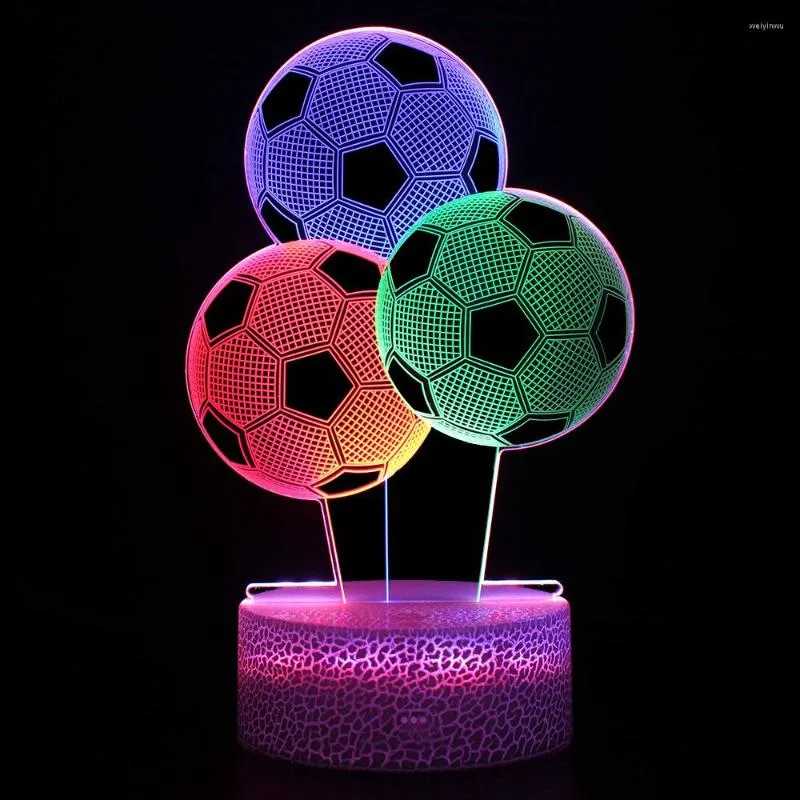 Nachtlichter 3 Farben Fußball Modellierung 3D USB Led Tischlampe Touch Schalter Buntes Licht Für Kinder Weihnachtsgeschenk Spielzeug Schreibtisch Dekoration