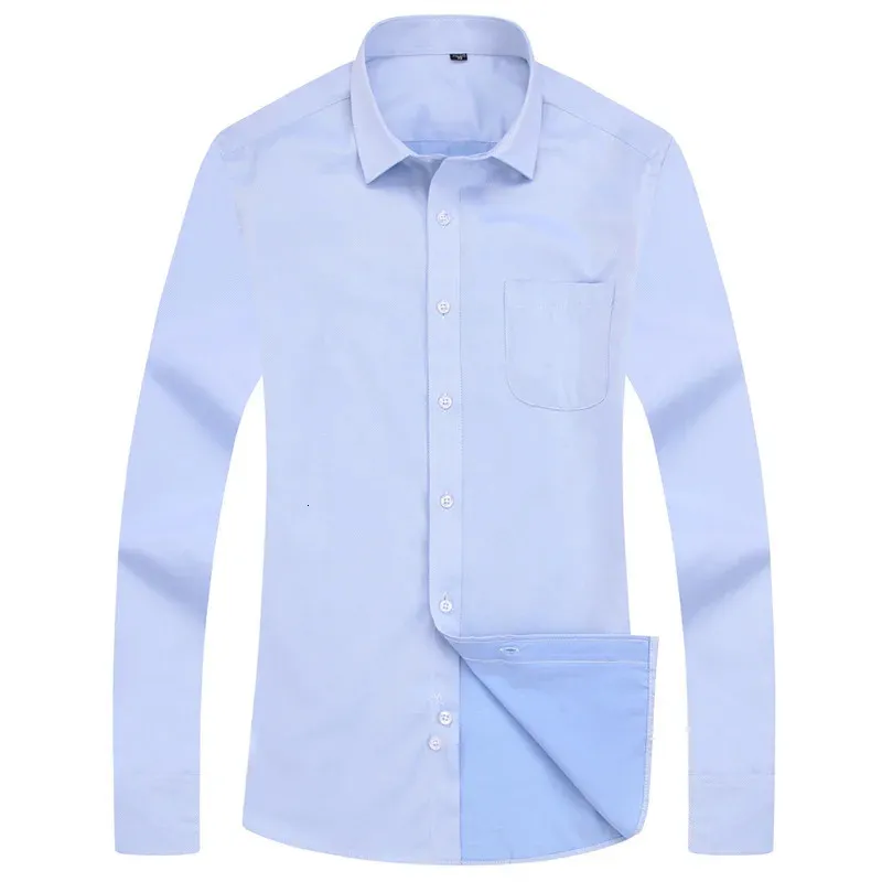 Men's 4XL 5XL Large Size Business Dress Long Sleeved Shirt White