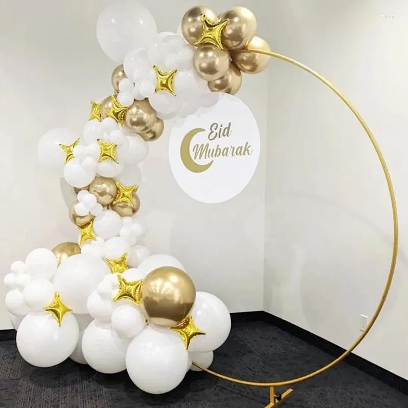 Décoration de fête 91pcs Gold Star Moon Eid Mubarak Ballon Garland Arch Kits Chorme Latex Ramadan Festival Ballon Décorations