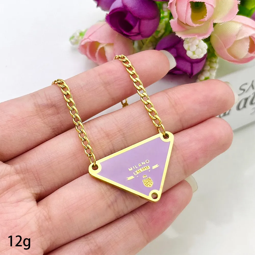 Collier pendentif de luxe en forme de Triangles plaqué or, bijoux émaillés de 4 couleurs, cadeau pour femmes