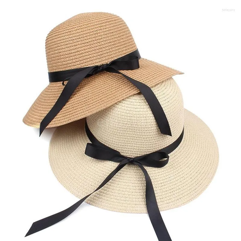 女性のための広い邪悪な帽子夏の麦わら帽子ビーチサンフォールド可能ブロックUV保護パナマ骨弓