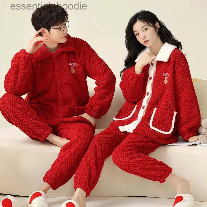 DHgate Womens Christmas Pajamas Red Flannel Sleepwear Couples Long Sleeve Button Down Cardigan Sexy Womens Homewear L231129 Apparel